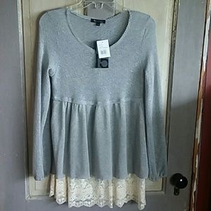 15 Fifteen sweater with lace underlay